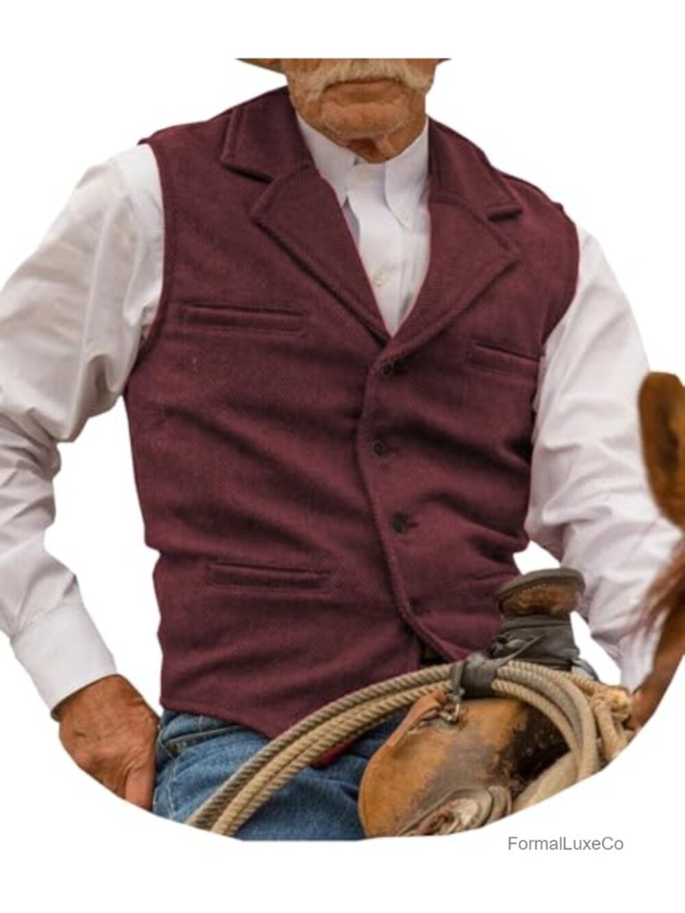 Mens Tweed Herringbone Vest Wool Blend Sleeveless Suit Waistcoat